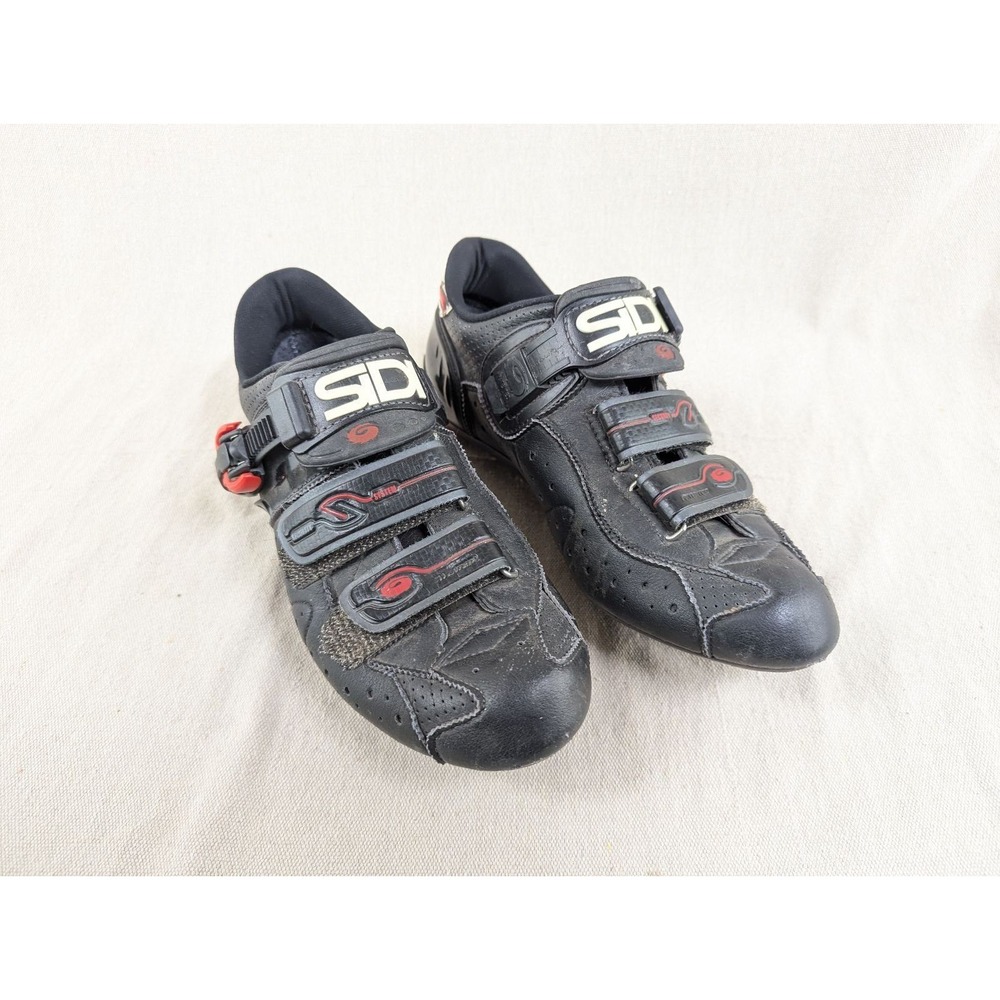 Sidi Genius Road Cycling Shoes Mens Size 41 Black Red White Ratcheting Buckle